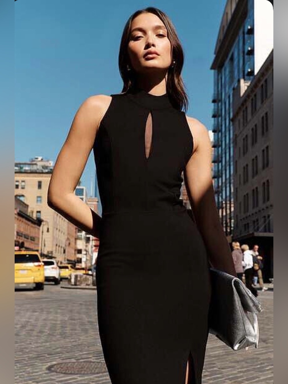 Marcella NYC Sleeveless Black Keyhole Maxi Dress